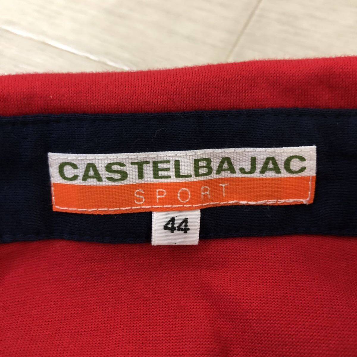 B385 大きいサイズ CASTELBAJAC SPORT カステルバジャック 半袖 ポロシャツ カットソー チュニック トップス レッド レディース 44 日本製_画像7