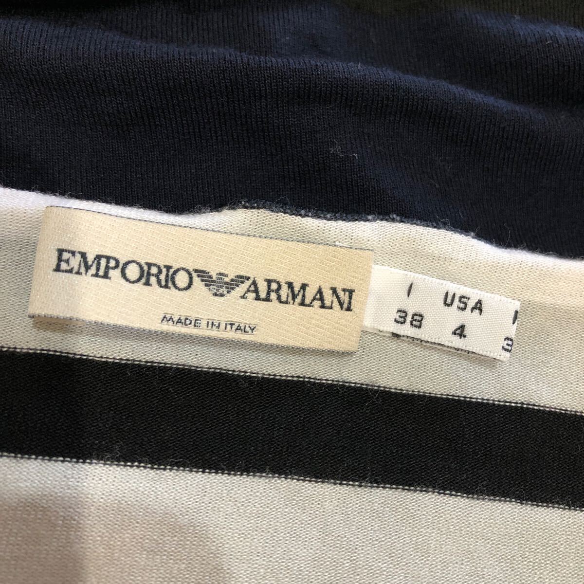 S211⑥ イタリア製 EMPORIO ARMANI エンポリオアルマーニ Tシャツ カットソー 半袖カットソー トップス 半袖 38 グレー ブラック 黒_画像7