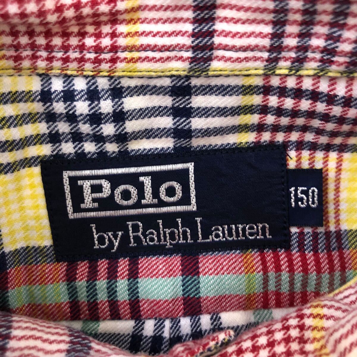 NB225-50 POLO RALPH LAUREN ポロラルフローレン ボタンダウン シャツ 半袖シャツ トップス 綿 100% マルチカラー チェック柄 キッズ 150_画像7