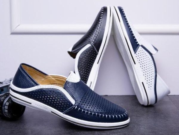 24.5cm~27cm выбор возможно / обувь мужской Loafer туфли без застежки телячья кожа обувь для вождения натуральная кожа спортивные туфли ... резьба по дереву сандалии / белый 