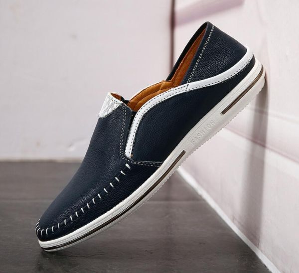 24.5cm~27cm выбор возможно / обувь мужской Loafer туфли без застежки телячья кожа обувь для вождения натуральная кожа спортивные туфли ... резьба по дереву сандалии / белый 