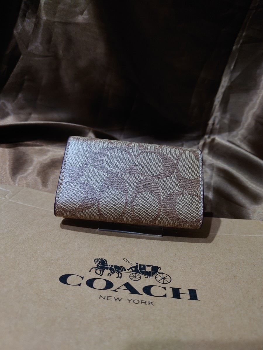 【1スタ】C-494 新品未使用 COACH ファイブ リング キー ケース シグネチャー キャンバス 並行輸入品_画像2