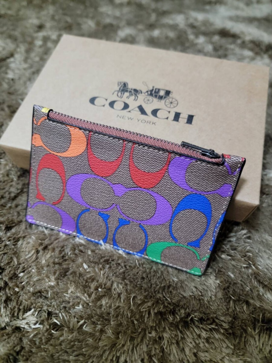 【1スタ】C-527 新品未使用 COACH ジップ カード ケース シグネチャー キャンバス 並行輸入品の画像2