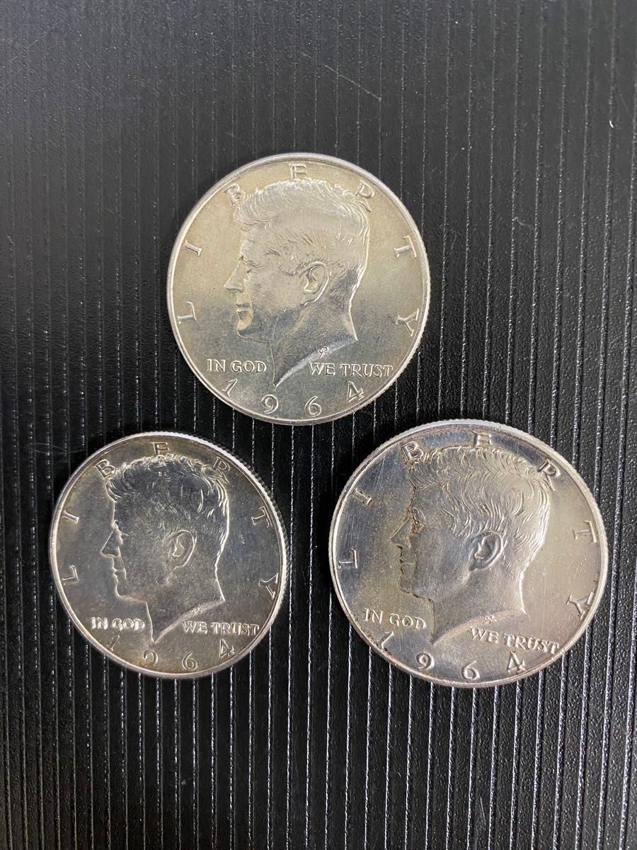 ケネディ ハーフダラー銀貨 1964年アメリカUSA3枚セット 