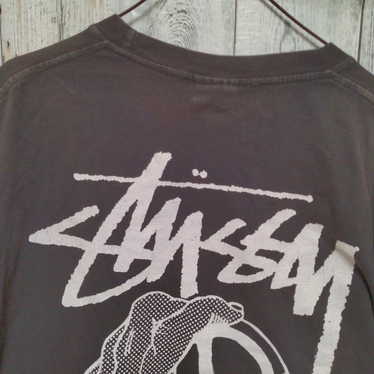 【希少　USA製】stussy　Old　PEACE HAND PIGMENT DYED TEE   Tシャツ