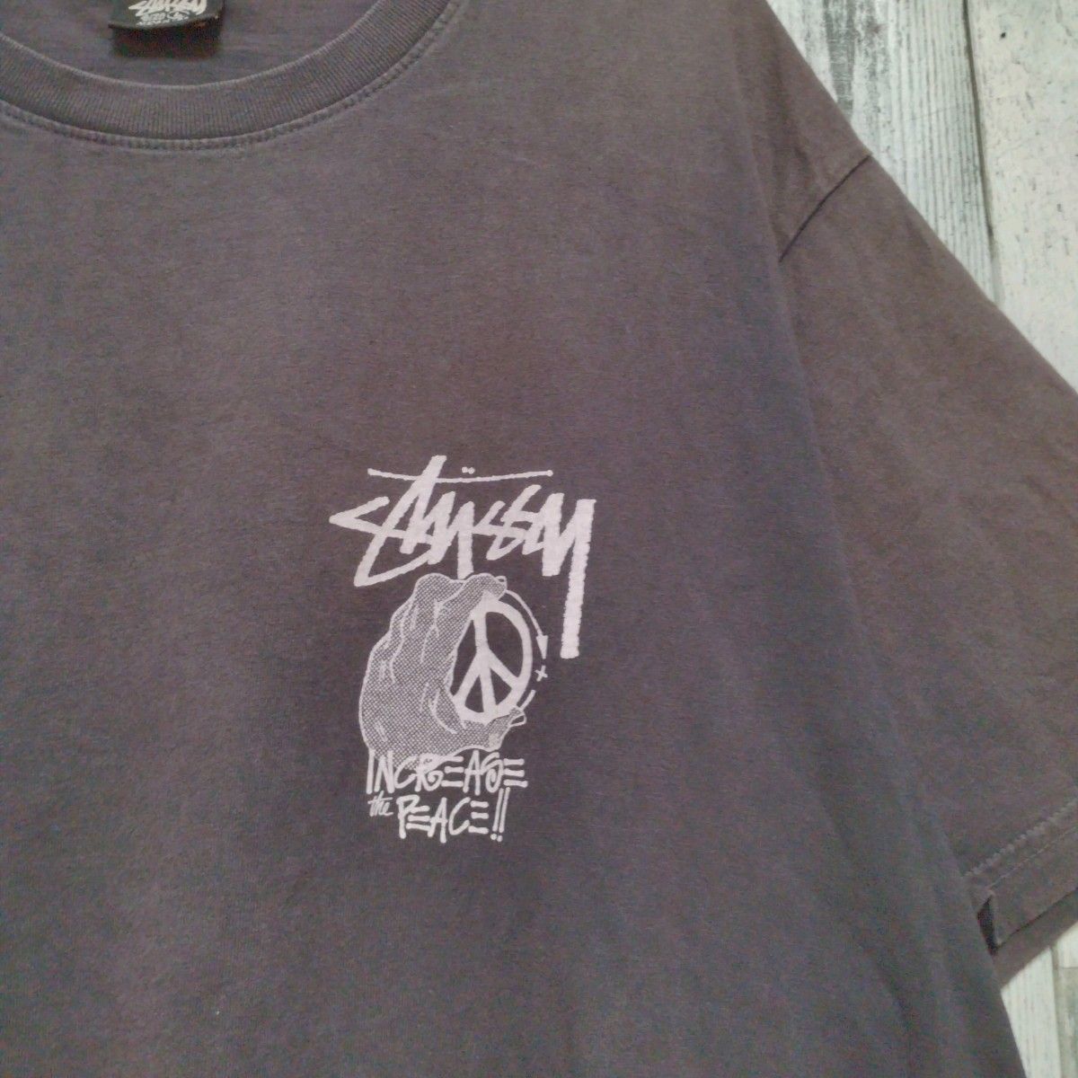 【希少　USA製】stussy　Old　PEACE HAND PIGMENT DYED TEE   Tシャツ