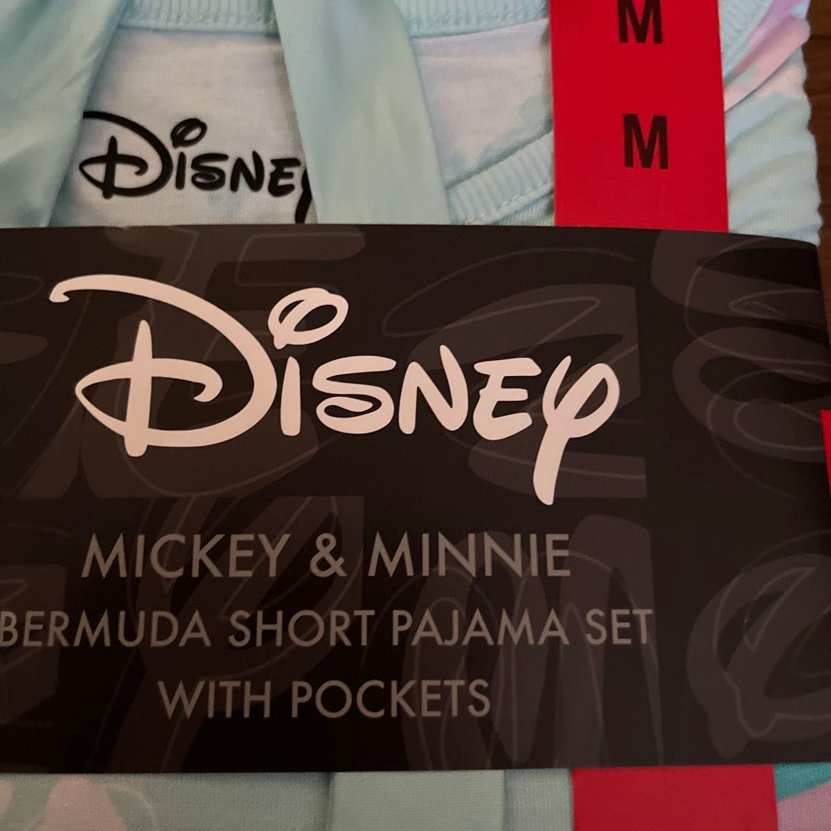 ディズニー　ミッキーマウス＆ミニーマウス柄　レディースパジャマ上下セット　ルームウェア　Mサイズ 半袖ハーフパンツ　ブルー系