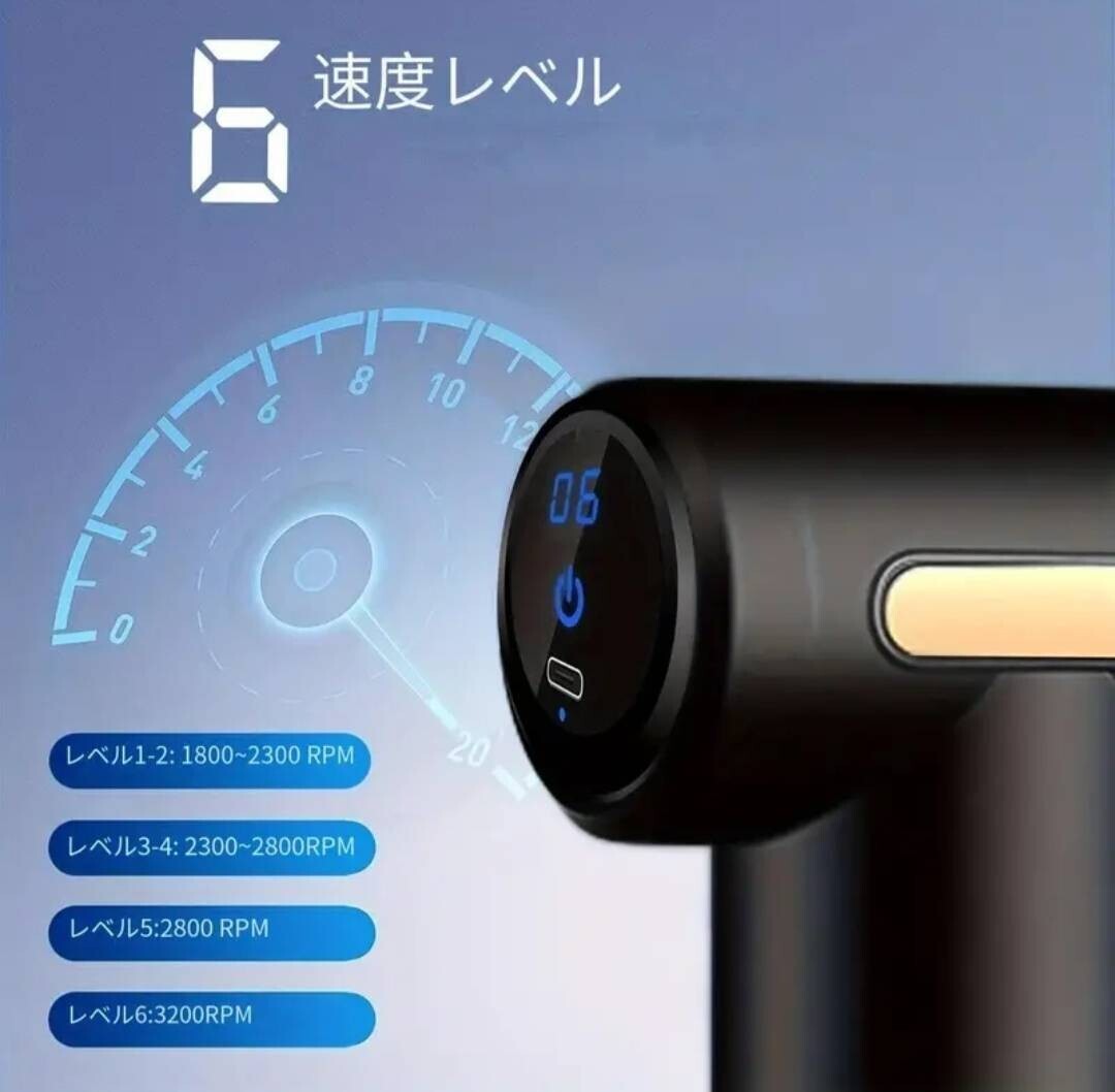 筋膜リリースガン マッサージガン マッサージ器 ハンディ TYPE-C充電式 グレー