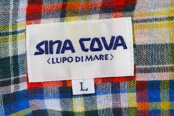 LUPO DI MARE SINA COVA シナコバ 美品近い シャツ トップス 半袖 パッチワーク ボタンダウン チェック L マルチカラー メンズ [874790]※の画像6