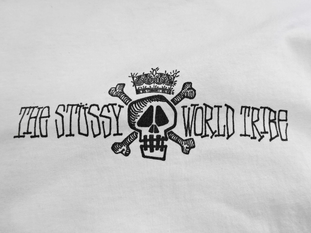 【L】初期80s OLD STUSSY スカル クラウン Tシャツ 黒タグ オールド ステューシー ヴィンテージ ショーンフォント ストックロゴ 白_画像3