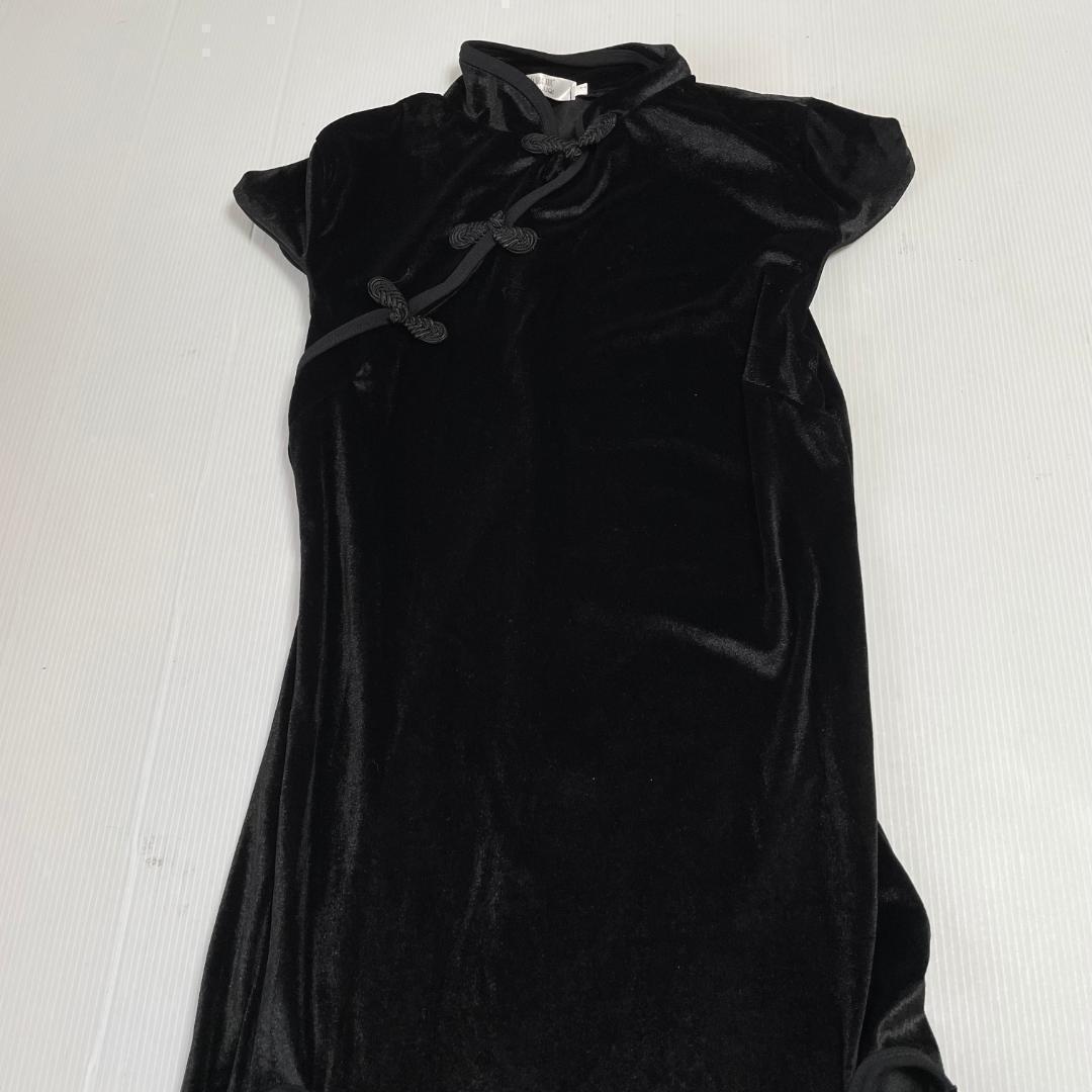 チャイナドレス 黒 ブラック ロング スリット 黒 コスプレ セクシー ベロア ナイトウェア ナイトドレス ルームウェア コスチューム EI43_画像6