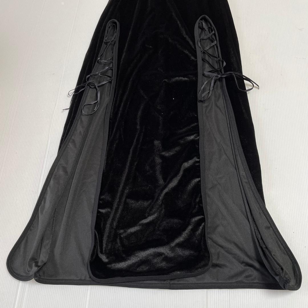 チャイナドレス 黒 ブラック ロング スリット 黒 コスプレ セクシー ベロア ナイトウェア ナイトドレス ルームウェア コスチューム EI43_画像7