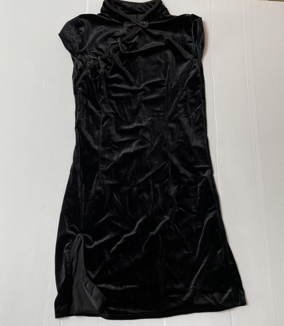 チャイナドレス チャイナ服 コスプレ 黒 ブラック セクシーランジェリーワンピース ベロア コスチューム 衣装 ナイトウェア 2912の画像4