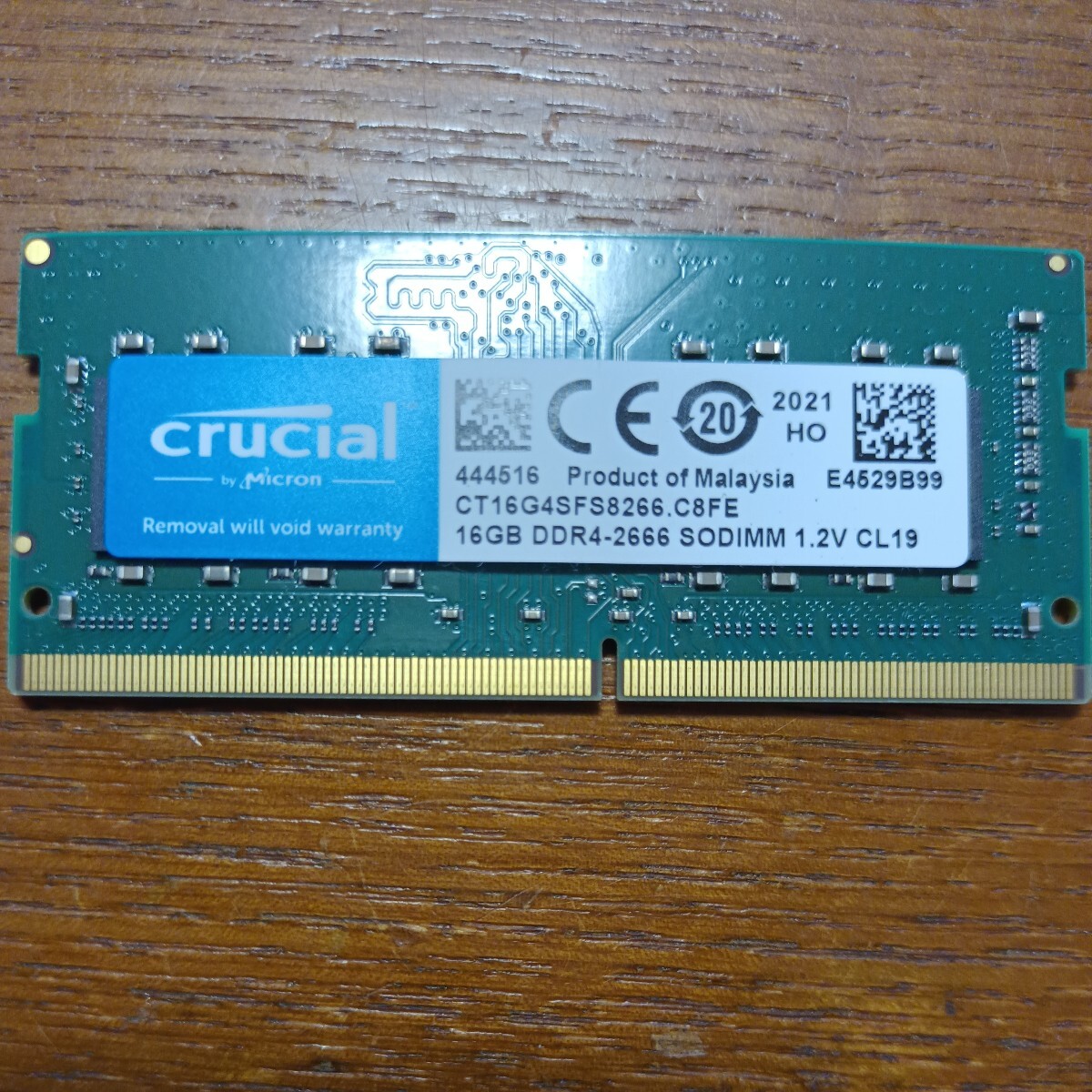 DDR4 16GB×1 2666 ノート用 SODIMM メモリ RAM Crucial Micron クルーシャル マイクロン_画像1