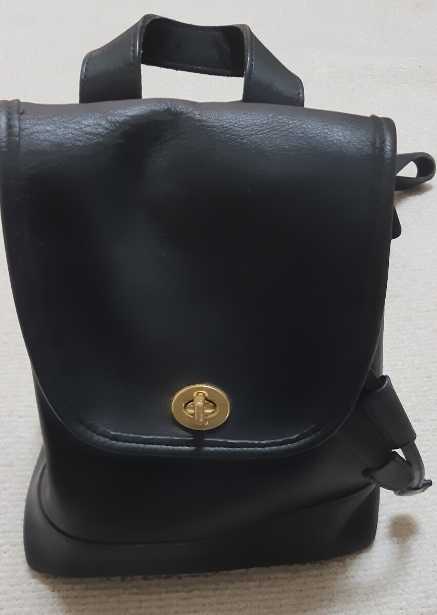  ★オールドコーチ COACH　ミニリュック 　　　レザー黒 9960_画像1