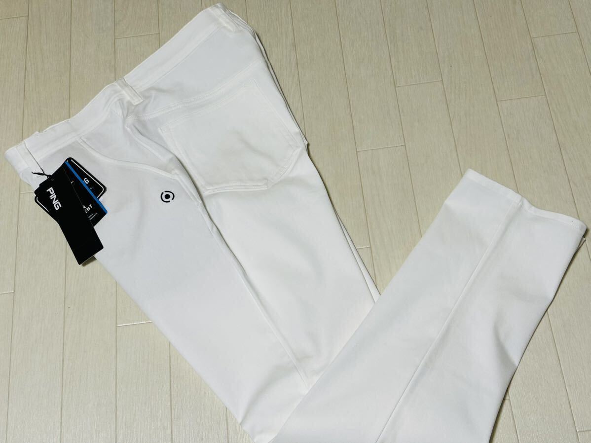  new goods * pin Golf PING GOLF 5 pocket Cross moving water-repellent stretch tapered pants / spring summer / white / size M(w78)/ postage 185 jpy 