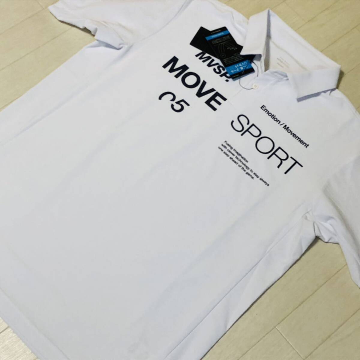 新品★DESCENTE デサント Move Sport -3℃ サンスクリーン 吸汗速乾 半袖ポロシャツ★ホワイト★サイズL★送料185円_画像2