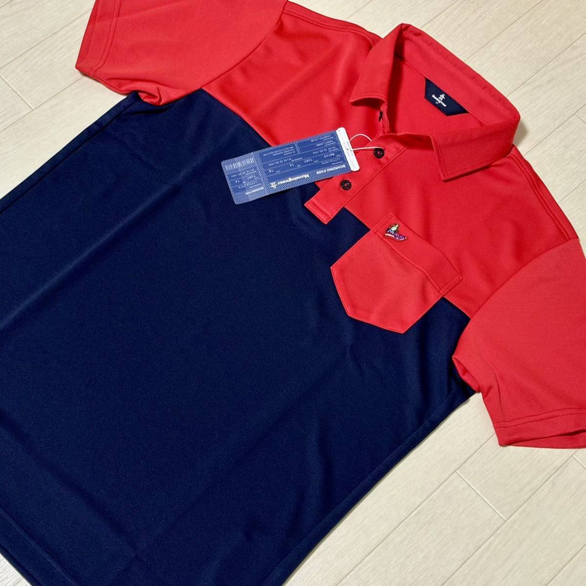 new goods * Munsingwear wear Munsingwear Golf wear switch design . sweat speed . polo-shirt with short sleeves / made in Japan / red × navy / size M/ postage 185 jpy 