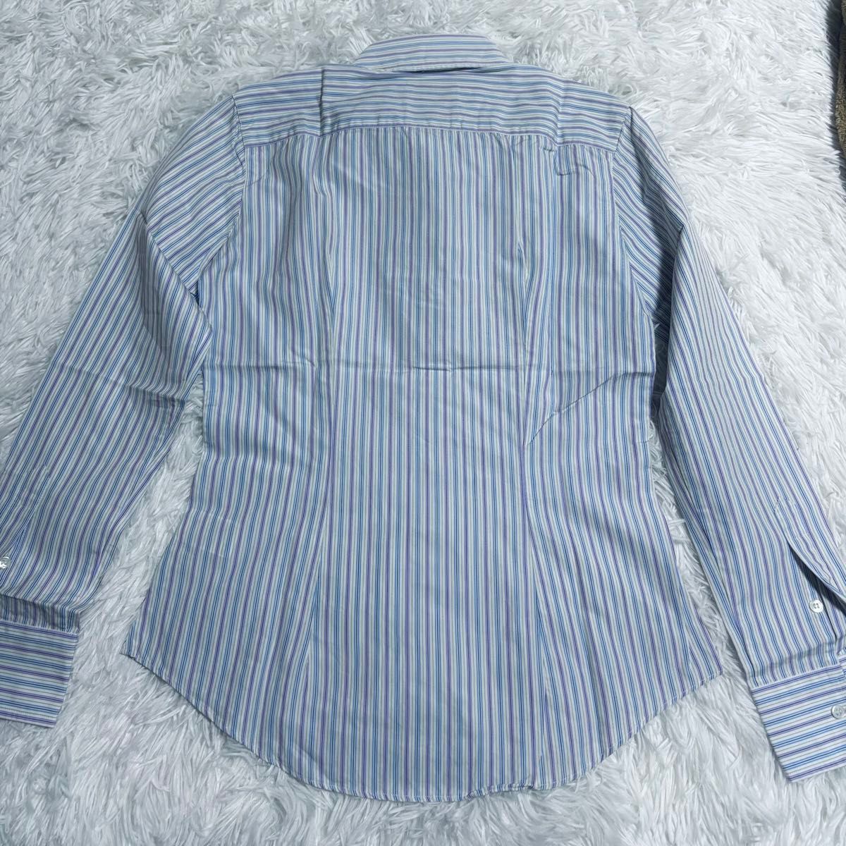 極美品　バグッタ　Bagutta ストライプ　シャツ　サイズ40  少し長め襟　綿100% 長袖 ボタンシャツ コットン