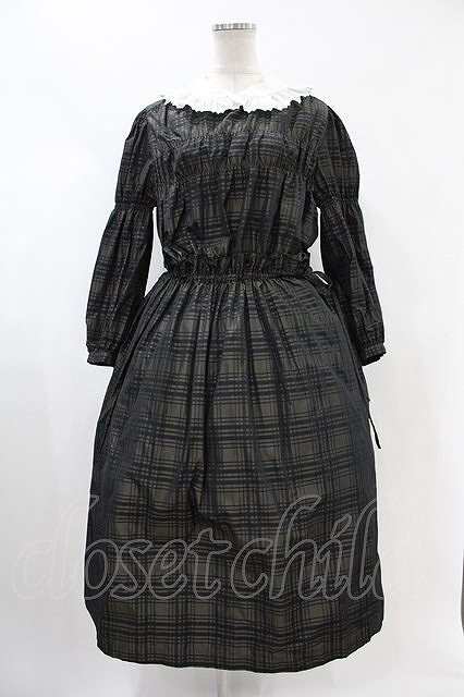 Jane Marple / Memory shadow check shirring dress ブラック H-24-04-25-007-JM-OP-KB-ZT276_画像1