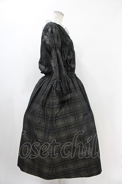 Jane Marple / Memory shadow check shirring dress ブラック H-24-04-25-007-JM-OP-KB-ZT276_画像3