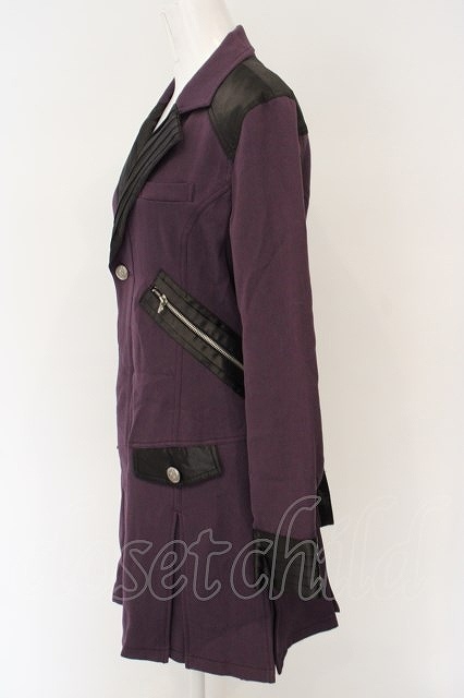 ALGONQUINS / satin switch bai color long jacket purple × black O-24-03-27-059-AL-JA-IG-ZT-C045