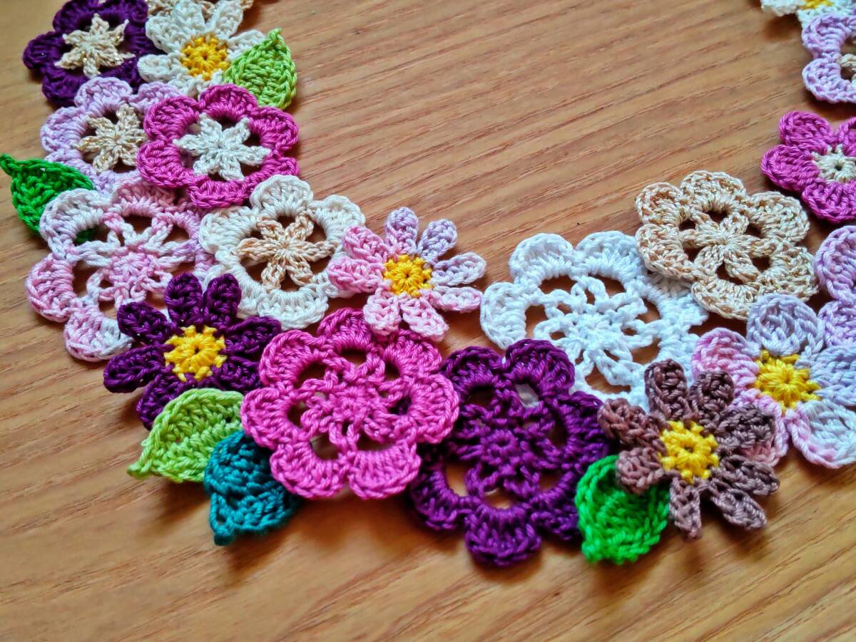 レース編みお花のモチーフ♪　お花（平ら）　パープル　いっぱい 　ハンドメイド_画像4