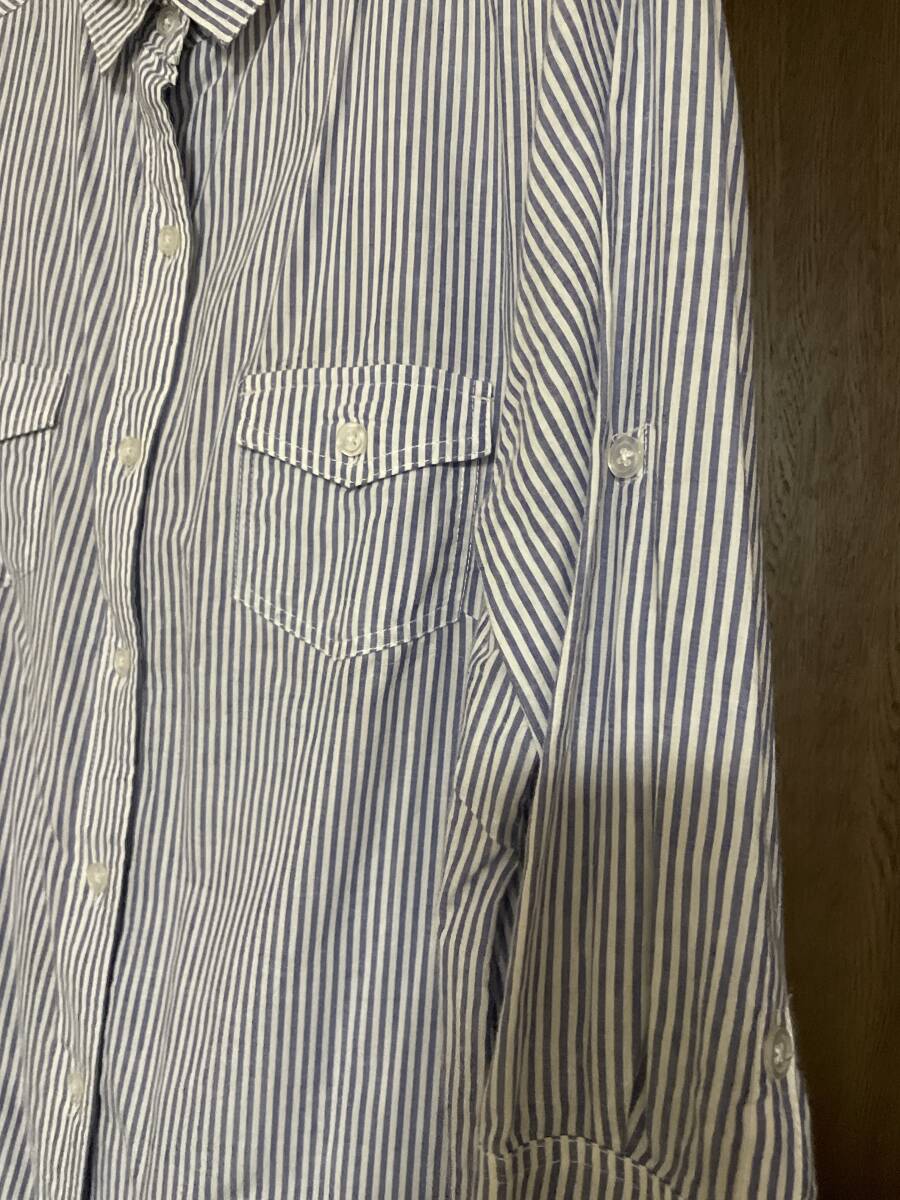  large size ef-de 7 minute sleeve blouse blue. stripe 17 number 