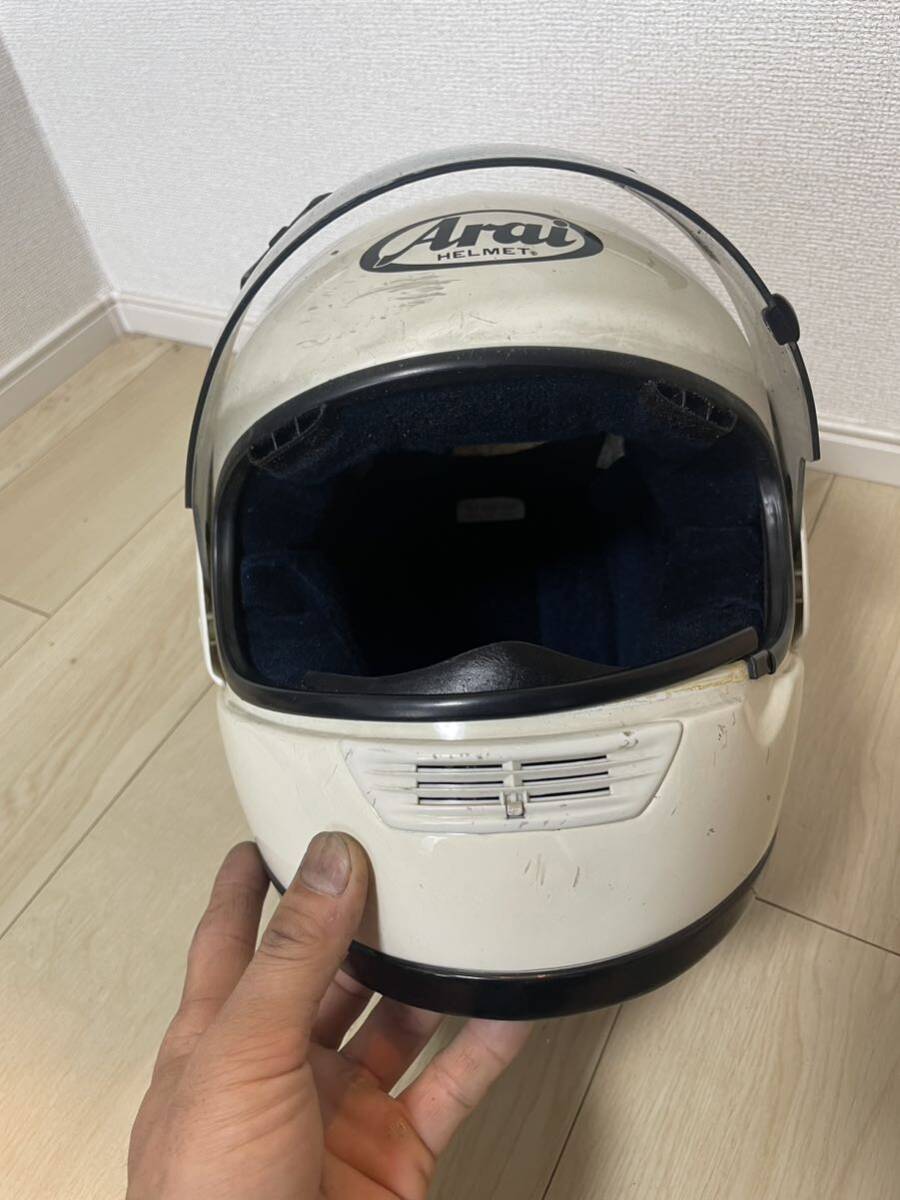 Arai アライ フルフェイスヘルメット RX-7R 57-58cm パールホワイト 中古 旧車 当時物 Mサイズ オートバイ用ヘルメット_画像6
