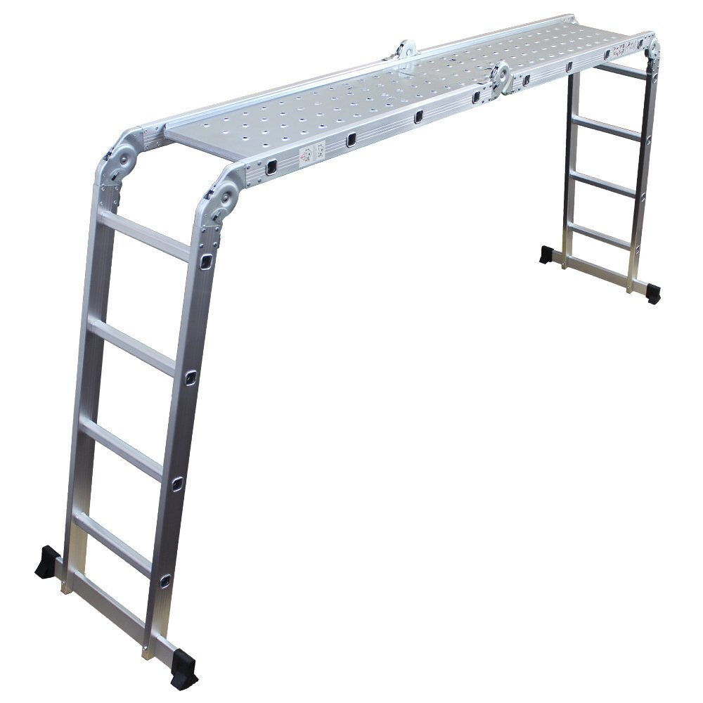  многофункциональный алюминиевый лестница 4 уровень тип - ..= стремянка = леса 5Way 4.7m aluminium .. лестница выдерживаемая нагрузка 100kg складной специальный plate 2 листов есть [ специальная цена ]