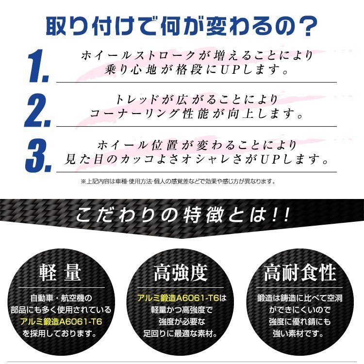 ワイドトレッドスペーサー 25mm PCD100-4H-M12×P1.5 4穴 ワイトレ ワイドスペーサー アルミ鍛造 ホイール ナット付 黒 ブラック 2枚_画像4