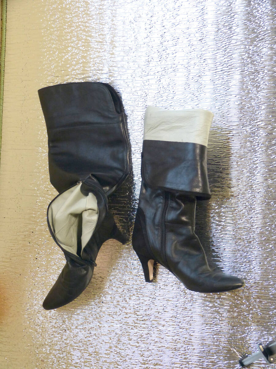 223.Odette e Odile united arrows original leather knee high boots 22cm