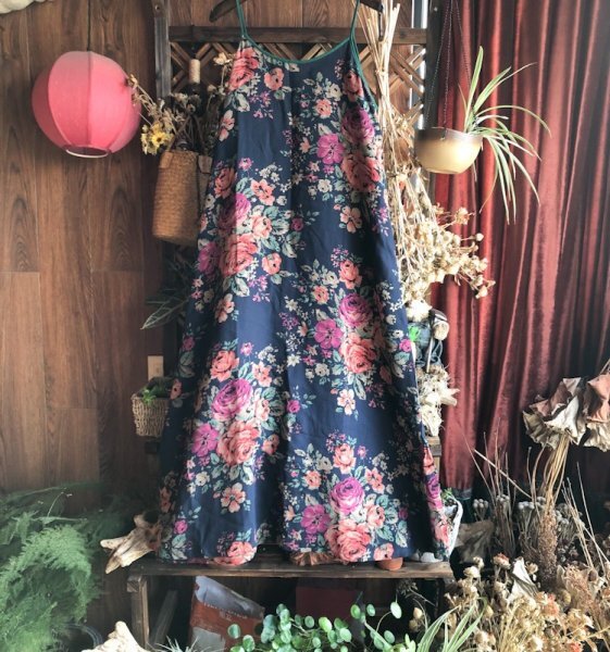 lgn 1620ノースリーブワンピース チュニック 襤褸 アンティーク風 洋服ミックス ロマンファッション ポップ ゆったり 綿100％ 花柄_画像2