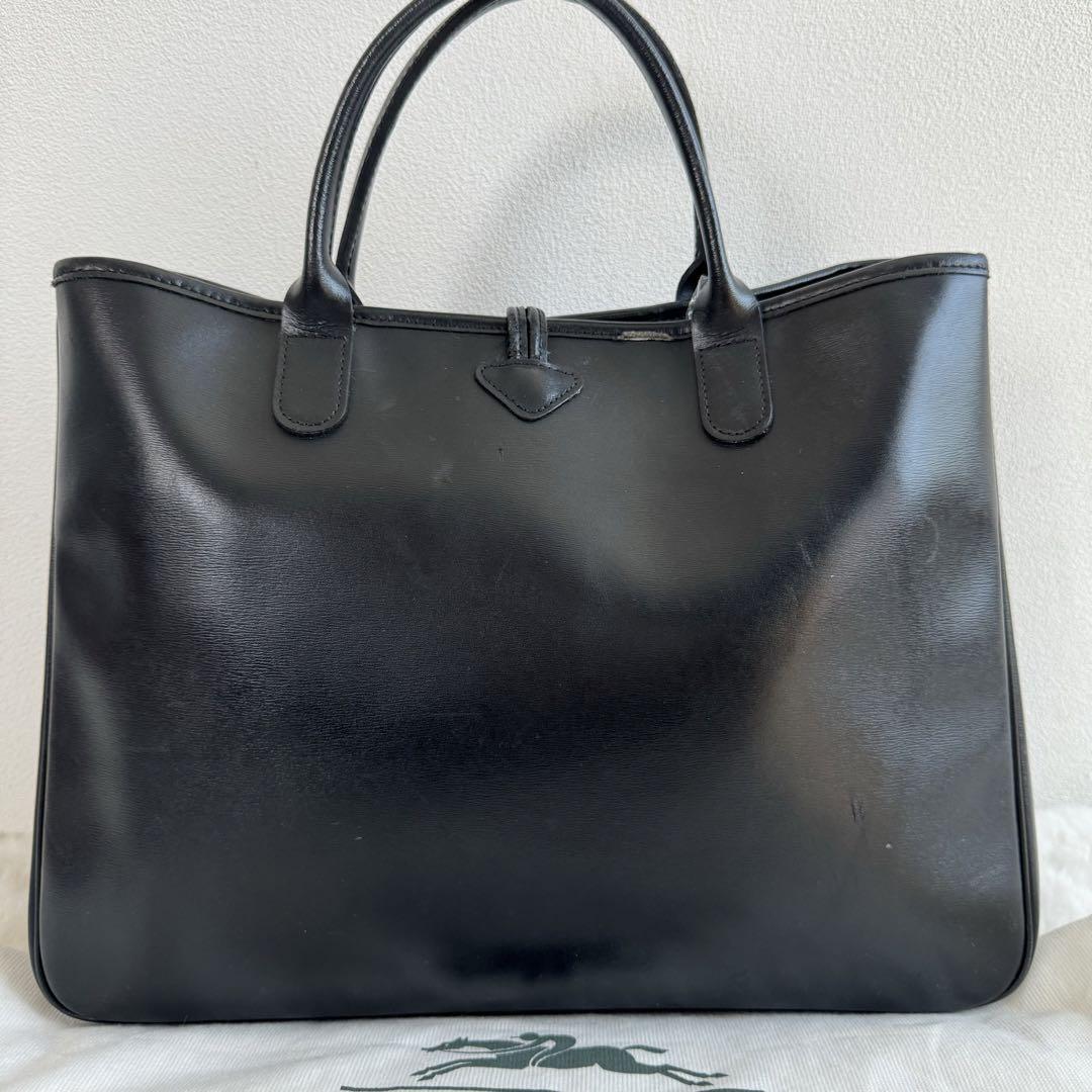 A4収納 LONGCHAMP ロンシャン PVC レザー トートバッグ ブラック 黒 ビジネス_画像3