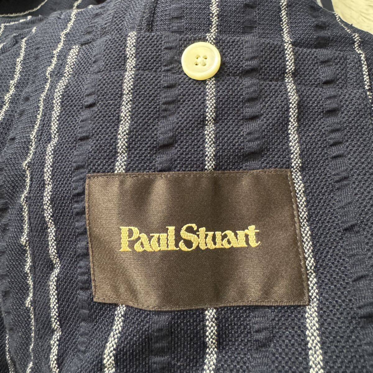 新品同様 希少Lサイズ【至極の逸品】Paul Stuart シアサッカー テーラードジャケット ネイビー ストライプ ポールスチュアート 高級感 色気の画像7