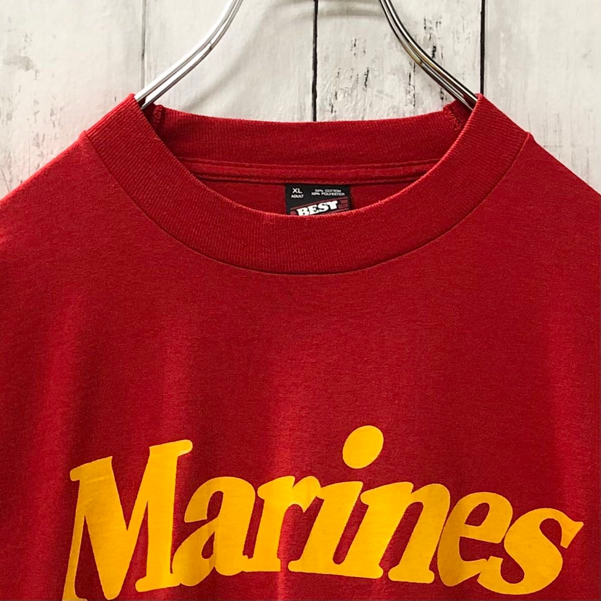 90s フルーツオブザルーム USA製 アメリカ古着 英字 Marines プリント 半袖Tシャツ XL