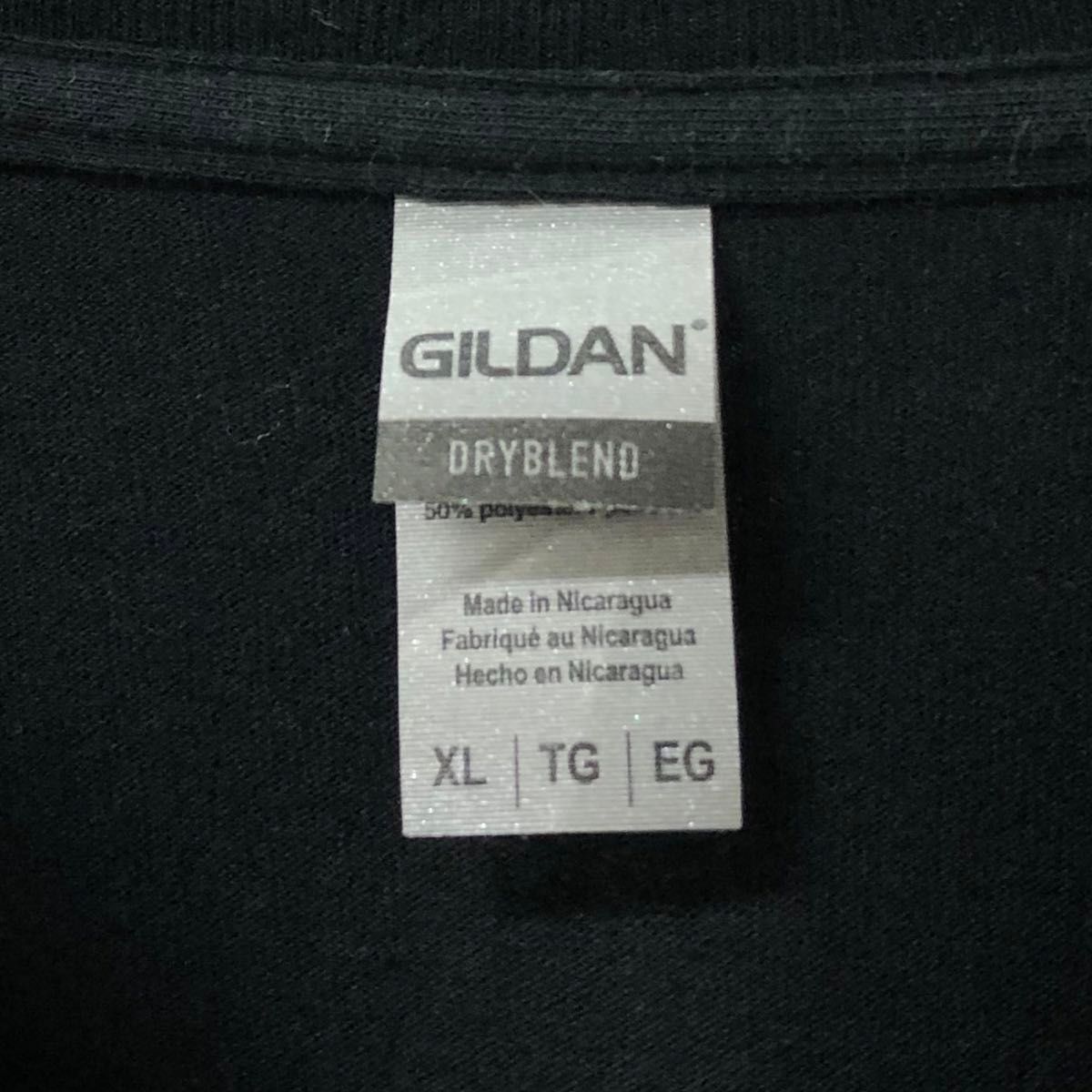 ギルダン US アメリカ古着 英字 ロゴ 両面プリント 半袖Tシャツ XL