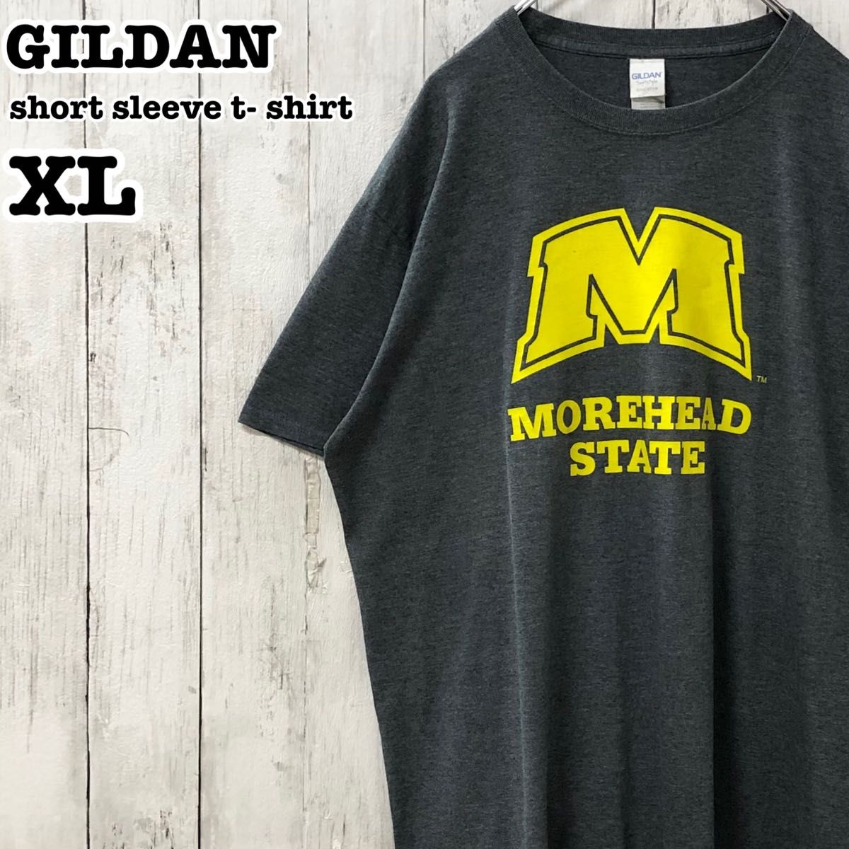 ギルダン US アメリカ古着 モアヘッド州立大学 カレッジプリント 半袖Tシャツ XL