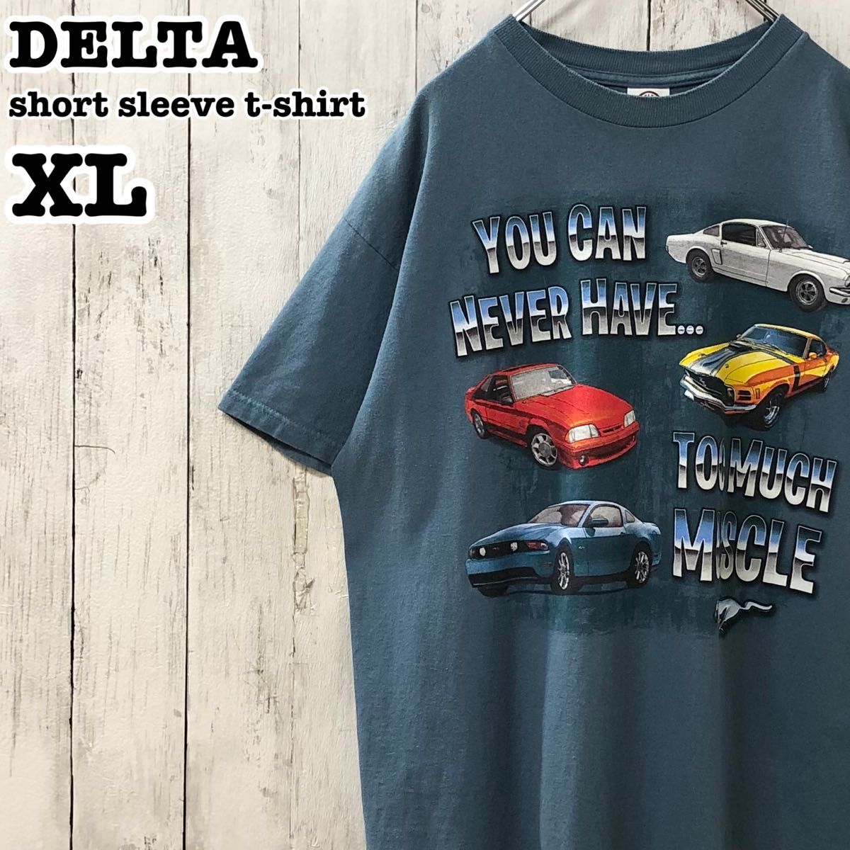 デルタ US アメリカ古着 車 プリント 半袖Tシャツ XL