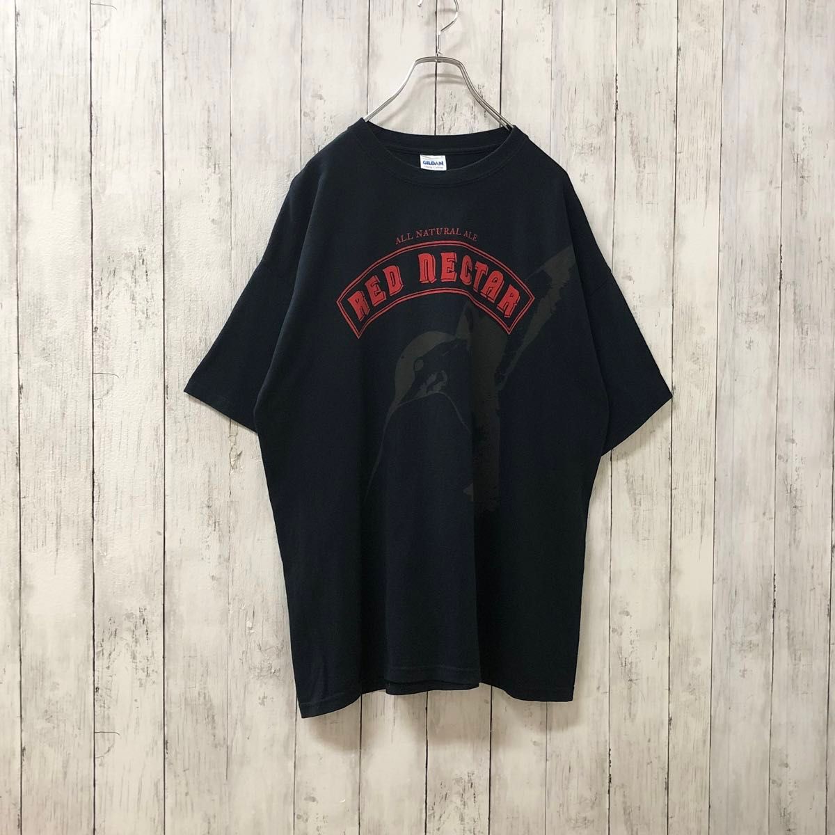 ギルダン US アメリカ古着 RED NECTAR ビール プリント 半袖Tシャツ XL