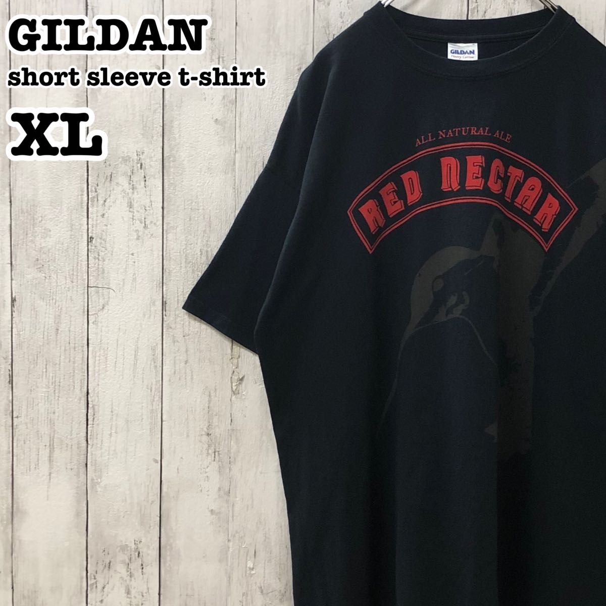 ギルダン US アメリカ古着 RED NECTAR ビール プリント 半袖Tシャツ XL