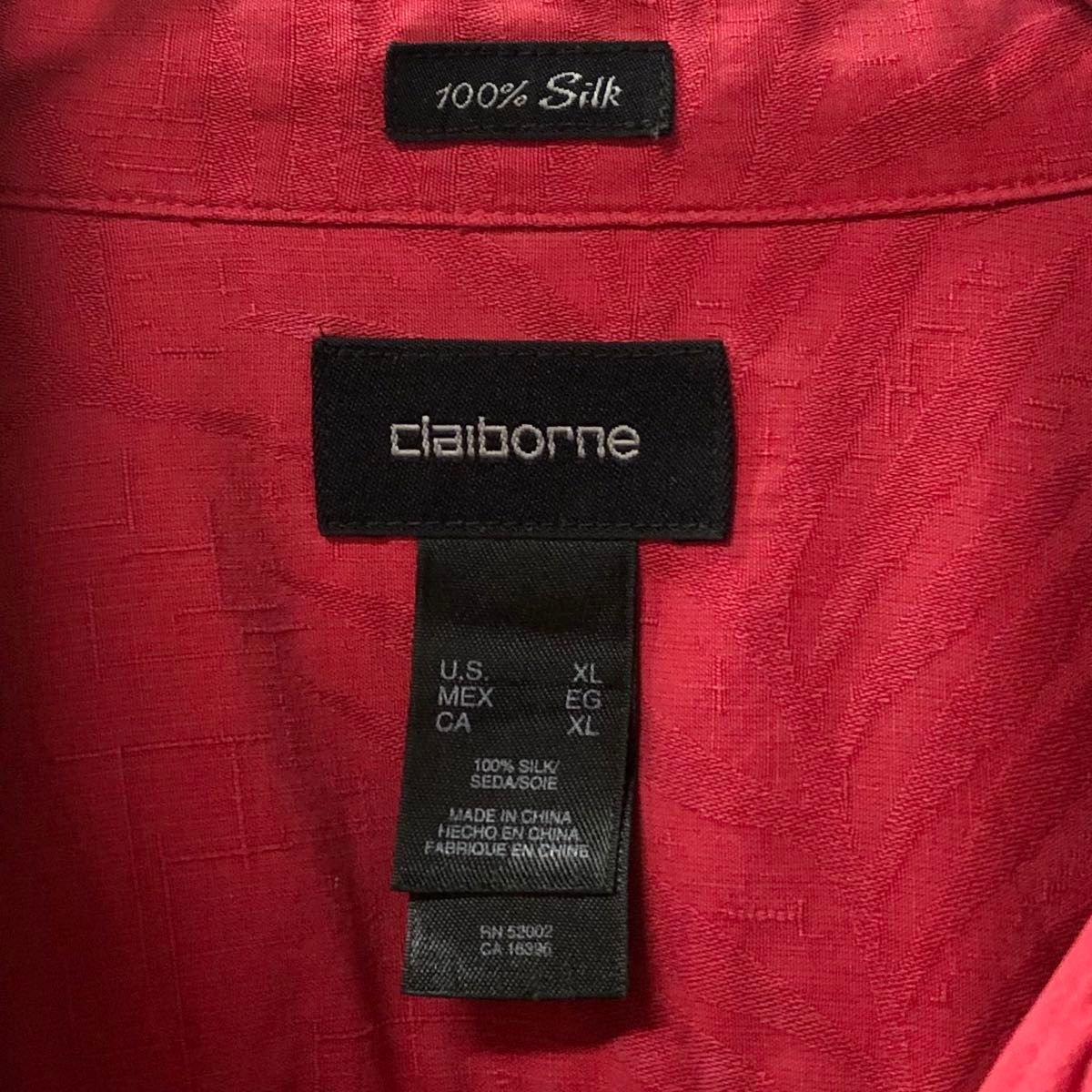 claiborne US アメリカ古着 透し模様 ボタニカル 半袖シャツ XL