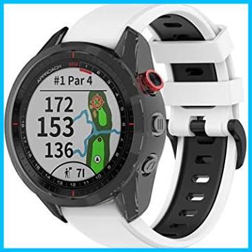 ★ホワイト+ブラック★ S70 47mm/S62/Fenix7/Instinct2用バンド 交換バンド Approach シリコンバンド ベルト GARMIN(ガーミン) Forerunner_画像3