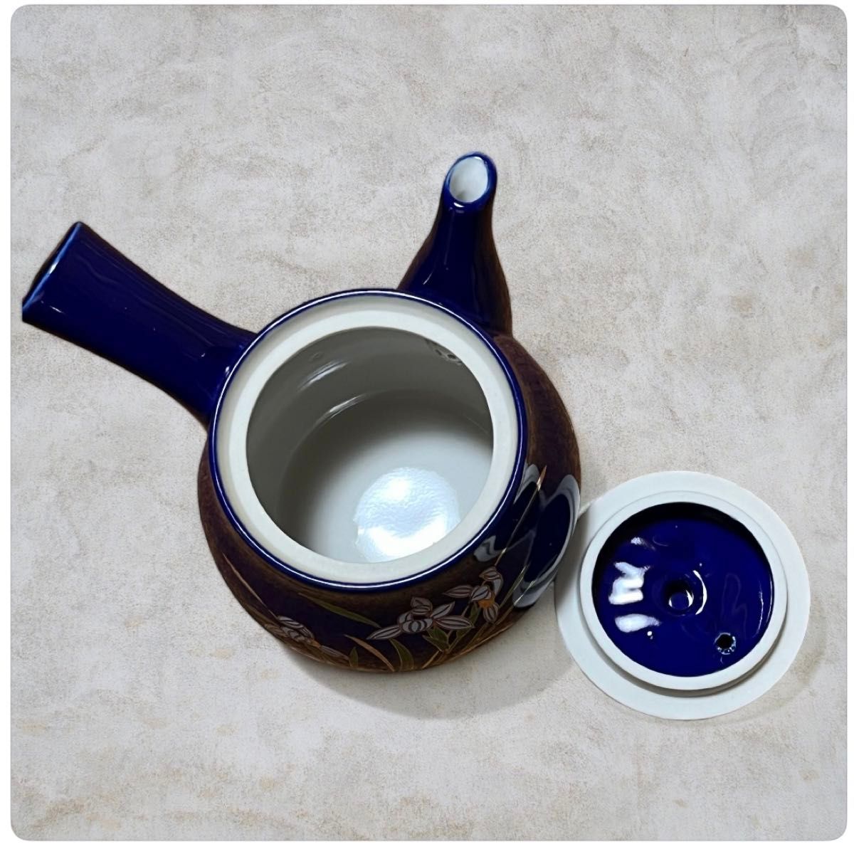 九谷焼  急須 煎茶碗 茶器セット 湯呑み 茶器 セット 来客用 花柄 ブルー ゴールド