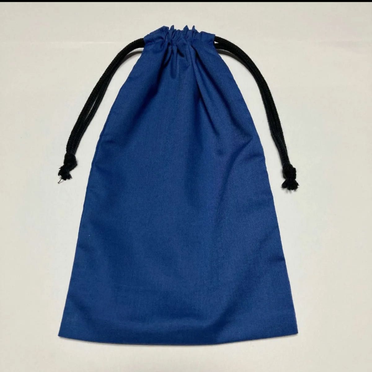 ラスト1枚　シンプルくすみブルーの縦長巾着袋A30 ハンドメイド