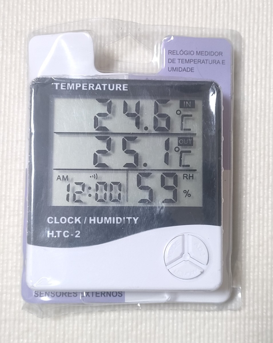 温度計・湿度計・室内/室外2箇所測定　時計