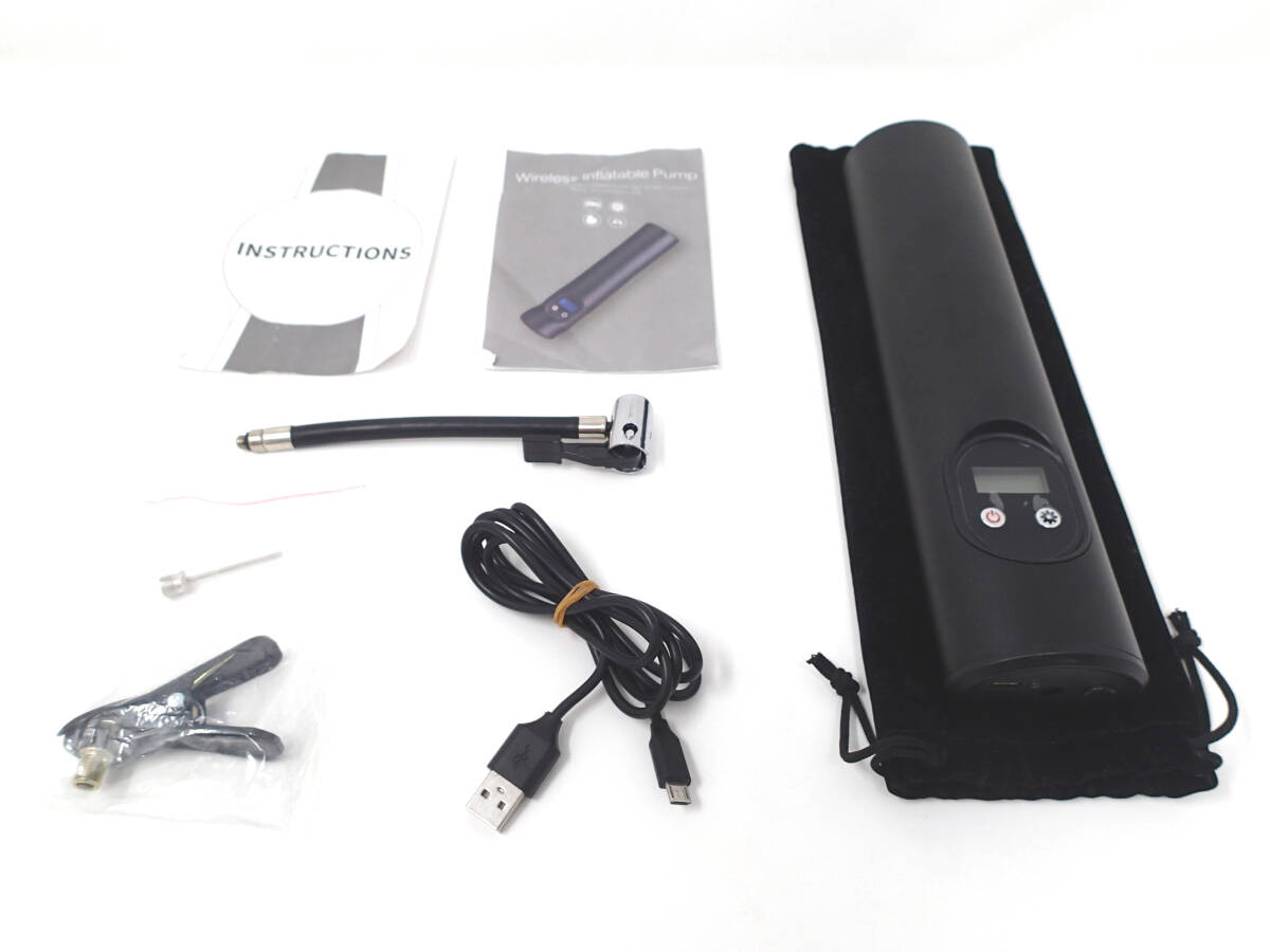ワイヤレス インフレーター エアー ポンプ コンプレッサー ポータブル 電動 空気入れ 空気圧指定 USB充電式 車 自転車 タイヤ ボール 小型_画像9