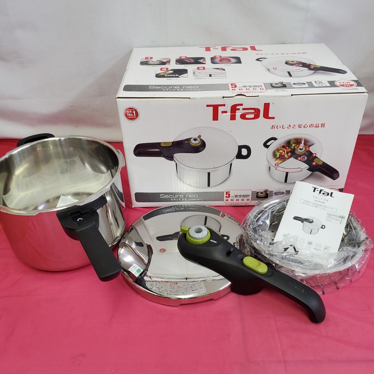 ◇ 未使用保管品 ティファール T-fal 片手圧力鍋 圧力鍋 片手鍋 調理器具 6L 4～6人用 P2530744 165-27_画像1