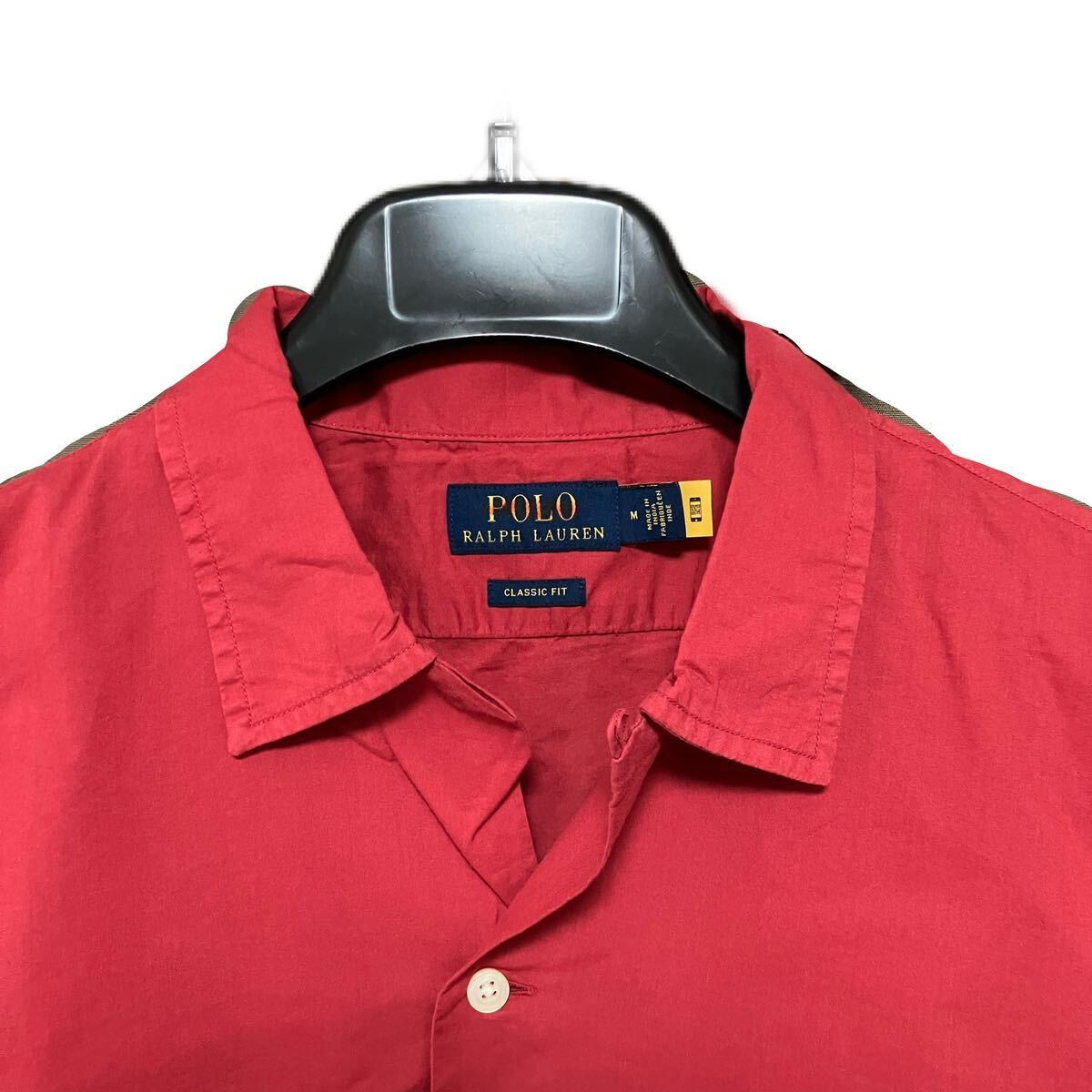 XL 新品 ポロ ラルフローレン 半袖シャツ 開襟シャツ 無地 コットン オープンカラー シャツ レッド 赤 Caldwell Clayton_画像2