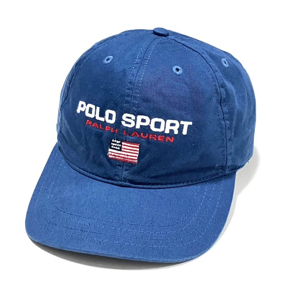 USA製 POLO SPORT ポロスポーツ コットンキャップ ブルー 青 ポロ ラルフローレン ヴィンテージ アメリカ製 90’s 帽子 デッド_画像3